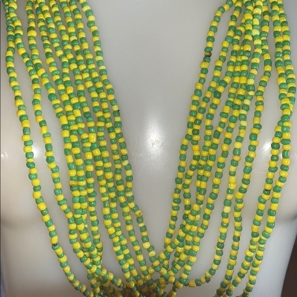 Elekes Yellow and Green Beaded Necklace - Picture 4 of 5